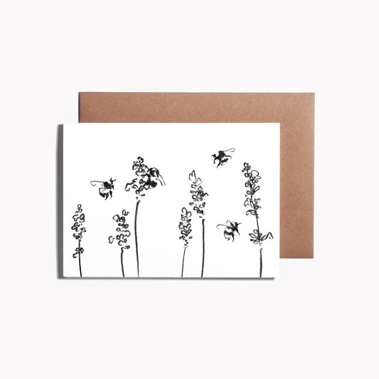 Bumblebees & Lavender Greeting Card