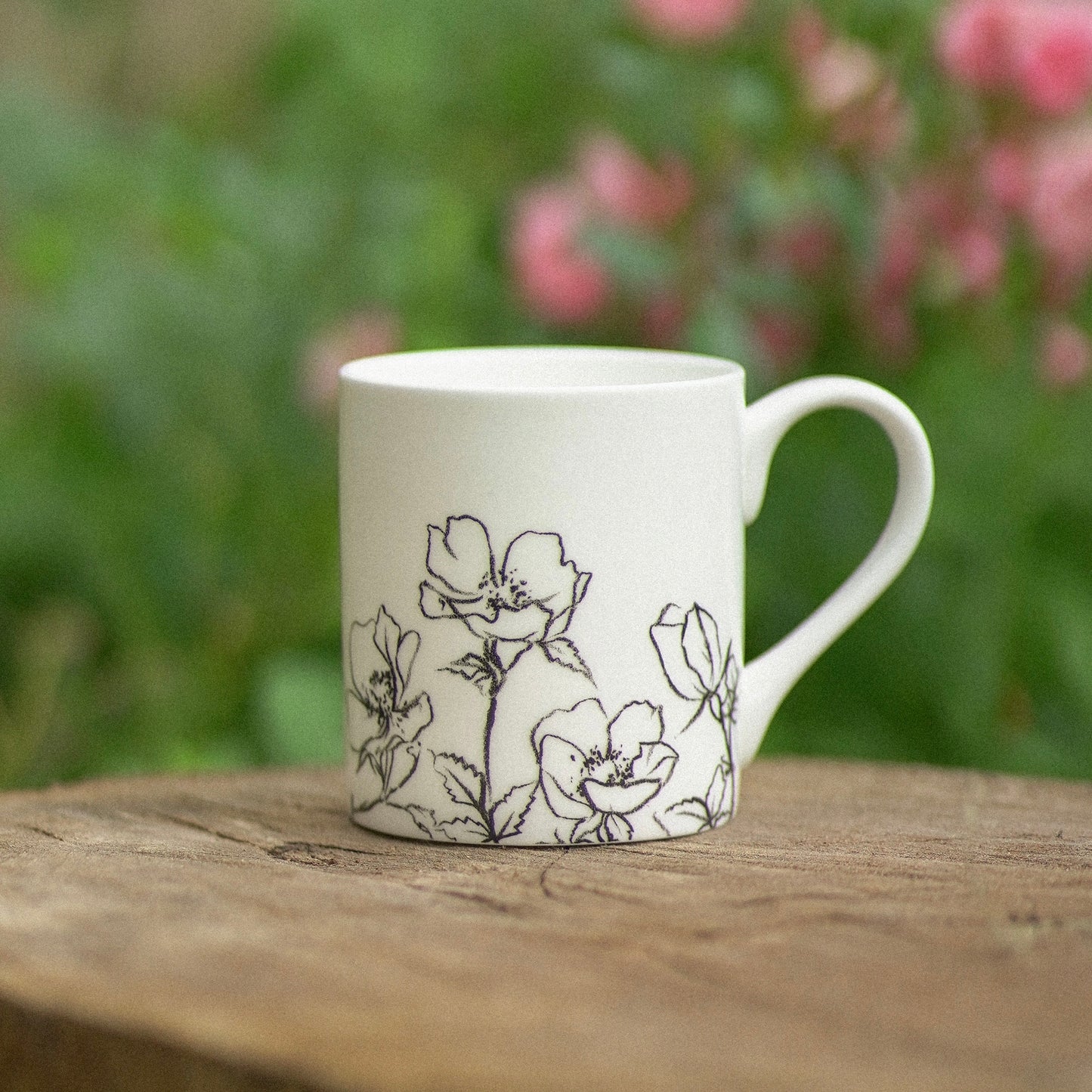 Dog Rose Bone China Mug